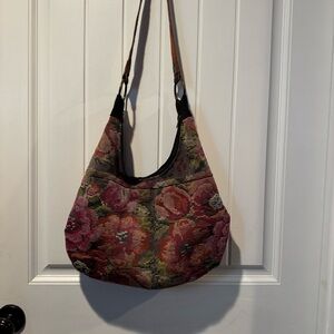 Gorgeous Floral Patterned Women's Tapestry Bag with leather strap